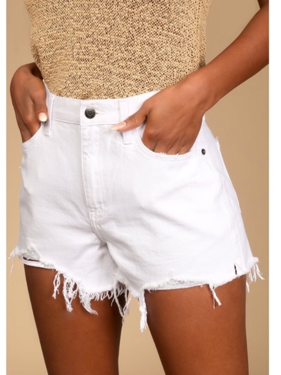 pistola Pants - Pistola White High Rise Raw Hem Denim Cutoff Shorts Size 33